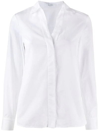 Barba Open-collar Long Sleeved Shirt In White