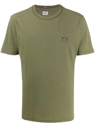 C.p. Company Logo-embroidered Crew Neck T-shirt In Green