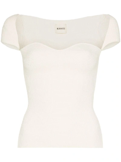 Khaite Ista Ribbed Knit Top In White