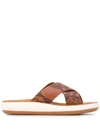 Ancient Greek Sandals Snakeskin Print Slides In Brown