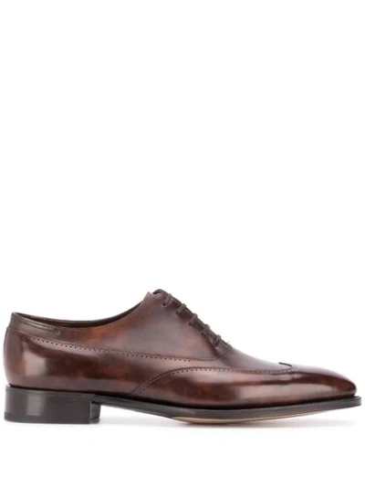 John Lobb Lace Up Perforated-detail Oxford Shoes In Brown