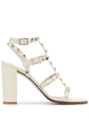 Valentino Garavani Rockstud 100mm Sandals In Neutrals