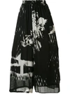 Y'S ABSTRACT-PRINT CHIFFON WIDE-LEG TROUSERS