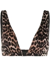 GANNI LEOPARD PRINT BIKINI TOP