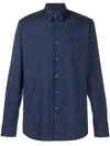 Prada Hemd Mit Logo-patch In Blue