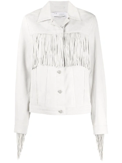 Iro Button Down Fringed-detail Jacket In Grey
