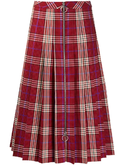 Mulberry Spencer Tartan Check Skirt In Red