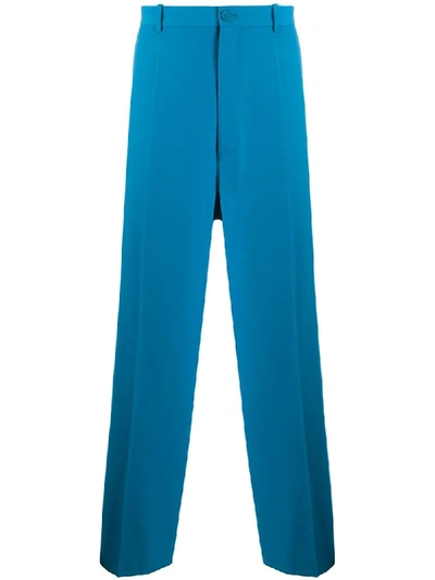 Balenciaga Blue Wool Baggy Tailored Trousers