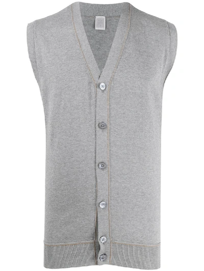 Eleventy V-neck Sleeveless Cardigan In Grey