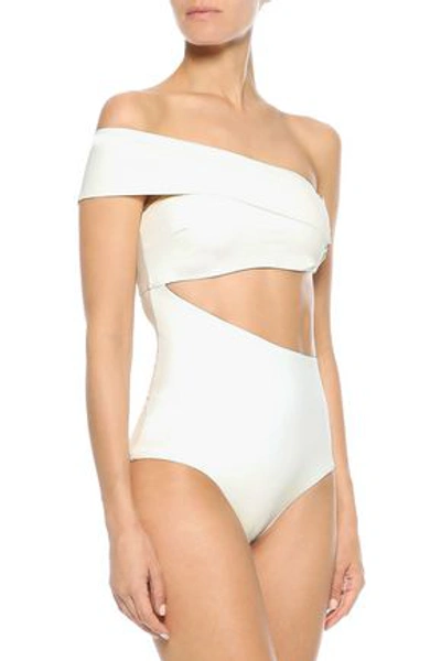 Alix Nyc Shelbourne Convertible One-shoulder Cutout Swimsuit In Ivory