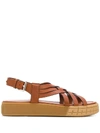 Prada Interwoven-strap Platform Sandals In Brown