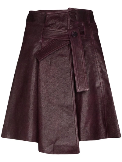 Chloé Belted Leather Mini Skirt In Purple