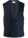 Brunello Cucinelli Double Buttoned Sleeveless Waistcoat In Blue