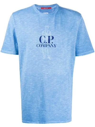 C.p. Company Short Sleeve Man Print T-shirt In Blue