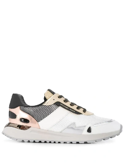 Michael Michael Kors Monroe Mixed-media Trainers In Silver