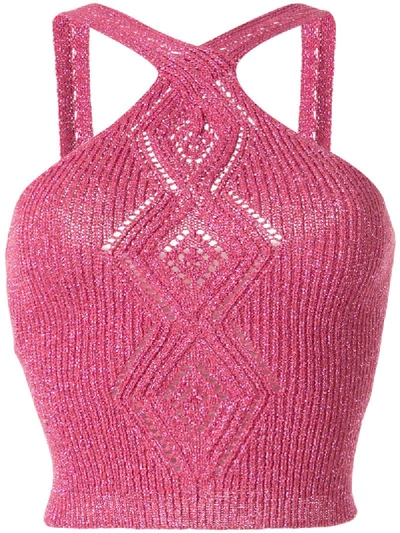 Peter Pilotto Diamond Knit Halter Top In Metallic