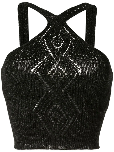 Peter Pilotto Diamond Knit Halter Top In Black