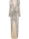 NERVI SEQUIN-EMBELLISHED DRAPED COCKTAIL DRESS