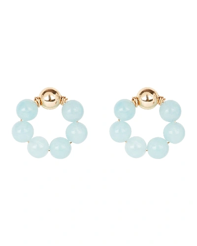 Beck Jewels Mini Aquamarine Og Stud Hoops In Light Blue