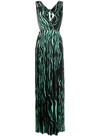 Just Cavalli Zebra Print Maxi Dress In Blue