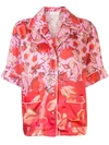 Peter Pilotto Piped Floral-print Satin-twill Shirt In Red