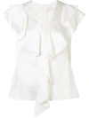Peter Pilotto Frill-trim Satin-crepe Top In White
