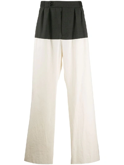 Raf Simons Two-tone Wide-leg Trousers In Black