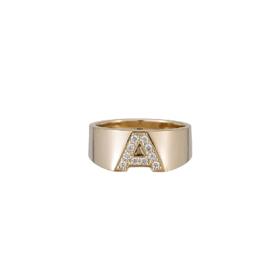 Ariel Gordon Jewelry Pavé Letter Ring In Yellow Gold/white Diamonds