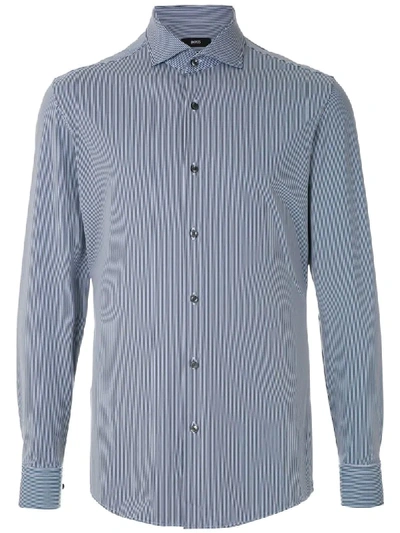 Hugo Boss Striped Slim-fit Shirt In Blue