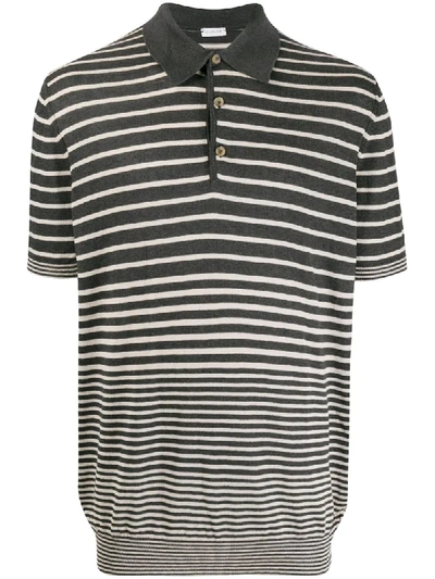 Caruso Striped Print Polo Shirt In Grey