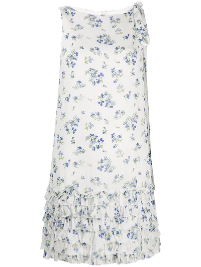 Be Blumarine Floral-print Ruffled Dress In White