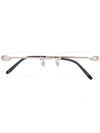 Cartier Rectangular Frame Glasses In Silver