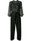 REBECCA TAYLOR LONG SLEEVE METALLIC NUAGE JUMPSUIT