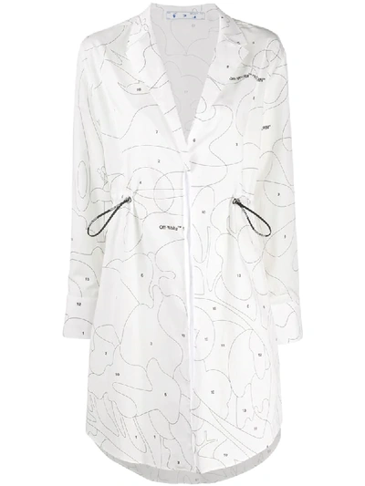 Off-white Puzzle Coulisse Shirt Dress In White Black