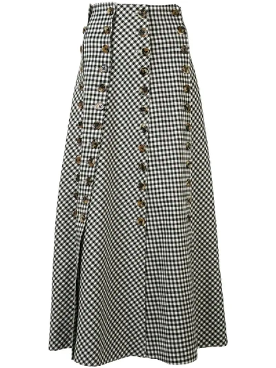 A.w.a.k.e. Gingham Multi Panel Skirt In Black/white