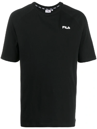 Fila Logo Print Crewneck T-shirt In Black