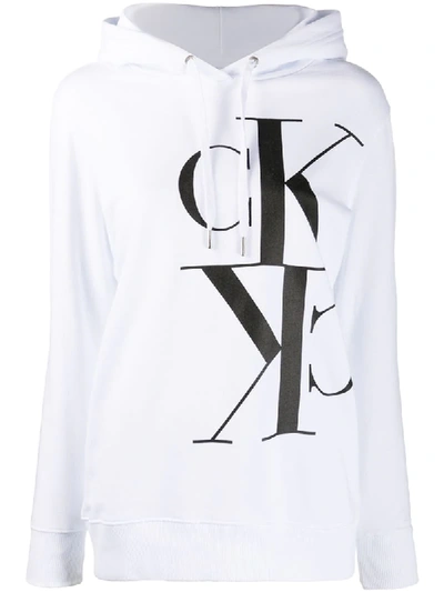 Ck Calvin Klein Logo连帽衫 In White