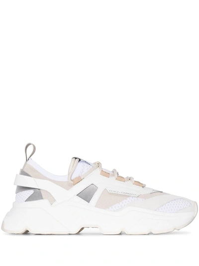 Dolce & Gabbana Dolce And Gabbana Beige Stretch Knit Daymaster Sneakers In Multi