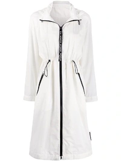 Moncler Drawstring Waist Hooded Raincoat In White