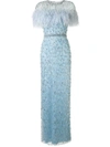 JENNY PACKHAM FEATHER-EMBELLISHED COLUMN GOWN