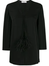 VALENTINO FEATHER-EMBELLISHED BELL SLEEVES BLOUSE