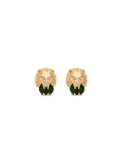 Gucci 18k Yellow Gold Lion Head Diamond Earrings