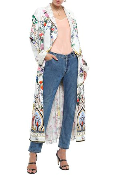 Camilla Crystal-embellished Printed Silk-jacquard Kimono In White