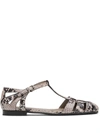 Church's Rainbow T-bar Sandal In Python Print Leather In Neutrals