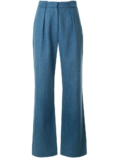 Bec & Bridge Sebastian Slub Wide-leg Trousers In Blue