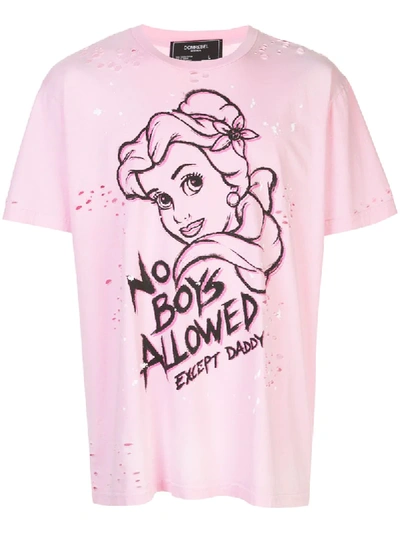 Domrebel Princess Destroyed Cotton Jersey T-shirt In Pink