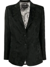 Etro Tonal Floral Print Blazer In Black