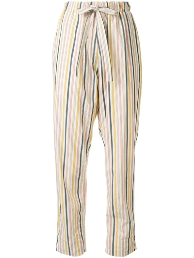 Bassike High Waisted Striped Print Trousers In Pink