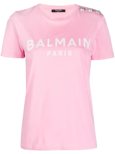Balmain Logo-print Short-sleeve T-shirt In Pink