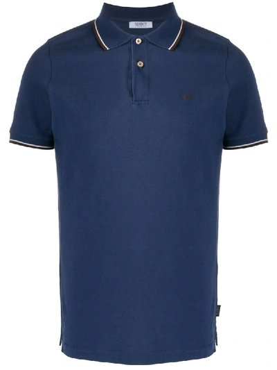 Seventy Ribbed Collar Polo Shirt In Blue